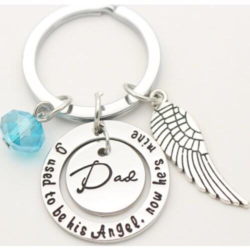 DAD Memorial Keychain - Loss of Father Jewelry-Guardian Angel Keychain - in Memory of dad Keychain -Sympathy Gift