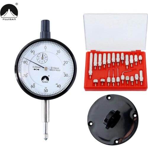 Dial Indicator 0-10mm Lug Back Test Gauge and 22pcs Anvil Point Set Thread 2.5mm