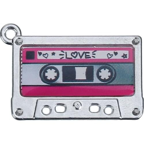 DoreenBeads Charm Cassette Tape Silver Color(Can Hold ss6 Rhinestone) Pendants Message "LOVE" Carved DIY Jewelry 29mmx19mm,20PCs