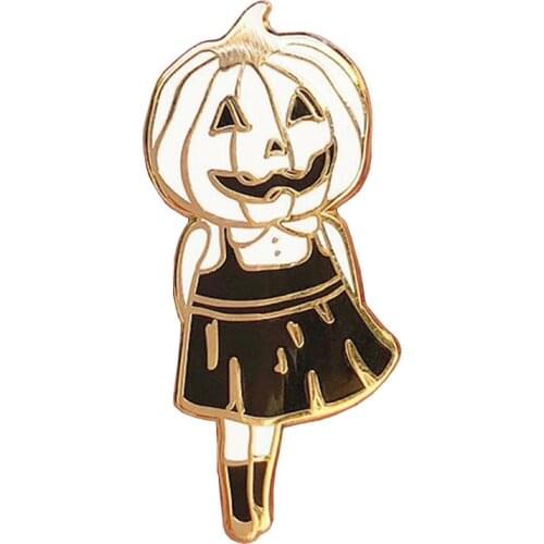 Pumpkin head girl enamel pin