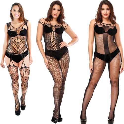 Erotic Tights Women Porn Sexy Lingerie Open Hollow Sex Underwear Fishnet Tights Transparent Bodysuit Black Bodystockings