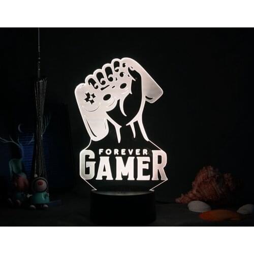 Gamepad FOREVER GAMER 3D Lamps Led RGB Night Lights Birthday Cool Neon Gift For Friend Bed Gaming Room Table Colorful Decoration