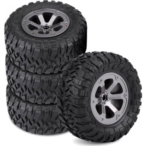 4pcs/set Crawler Tires Rubber Tyres for 1/16 RC Accessory Remote Control Militaty Car Part Anti-skid Wheel Tire Wheel Hub Rim