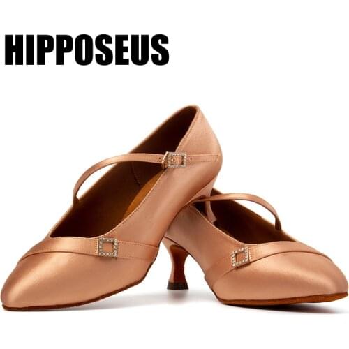 Hipposeus Women Dance-Shoes for Girls Ladies Latin Ballroom Modern Tango Dancing Shoes Closed Toe Salsa Practise Shoes Wholesale