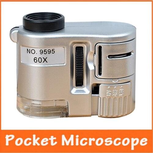 60X LED Illuminated Pocket Portable Mini Microscope Jewelry Appraisal Magnifier for Electronic Repair Loupe Magnifying Glass