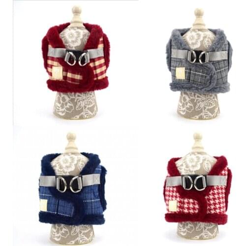 New Winter Dog Pet Harness Jacket Warm Fleece Dog Vest Harness Coat Leash Set Soft Outdoor M L XL