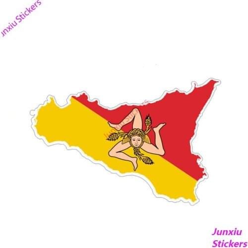 Colorful Car Sticker and Decal Sicilia Flag Map Decal Decal Body Motorcycle Racing Rally 4x4 Off Road SUV Fine Decal PVC15x9cm