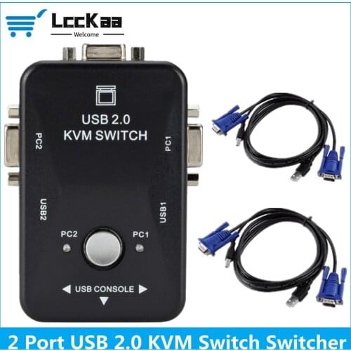 LccKaa USB 2.0 KVM Switch 2 Port VGA SVGA Switch Box USB KVM Mouse Switcher Keyboard 1920*1440 Vga Splitter Box Sharing Switch
