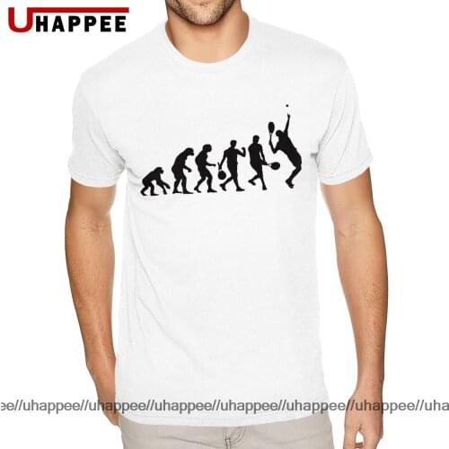 Best Funny Tennis Evolution Tees Shirts Mens 6XL Short Sleeves White Crew Tee Shirt