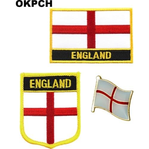 England National Flag Embroidered Iron on Patches for Clothing Metal badges PT0234-3