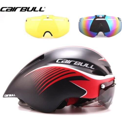 3 lens 290g Aero TT Road Bicycle Helmet Goggles Racing Cycling Bike Sports Safety TT Helmet in-mold Road Bike Cycling Goggle