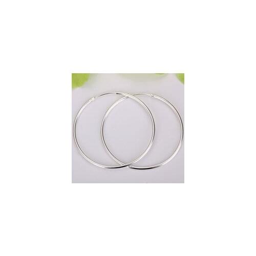 Wholesale M925 Silver color simple big circle earrings!M925 - 50mm round hoop earrings jewelry,M925 - womens jewelry