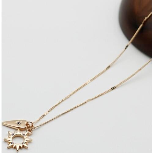 Pendant Necklace For Women Fine Chain Jewelry Helios Charming Glass Stone Cute Charm Fashion New Styles Trendy Girl Items 202172
