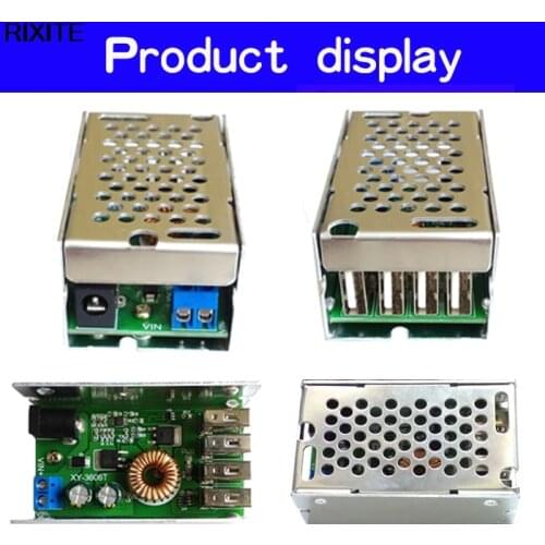DC-DC 9V 12V 24V 36V To 5V Step Down Board 5A 4 USB Output Buck Converter Power Supply Module with Aluminum Shell For Phones