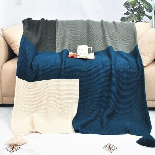 Leisure European Style Plaid Knitted Blanket Office Home Nap Blanket Sofa Cover Blanket Nap Blanket Lap Towel