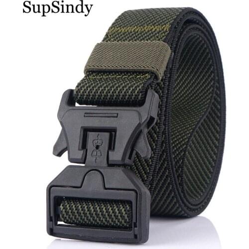 SupSindy Military Army Combat Tactical belts for Men Quick Release Buckle Stretch elastic nylon Waistband canvas belt male strap