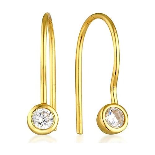 925 Sterling Silver U type Pendant Stud Earring For Women Minimalist Gold Color Crystal Earring Fashion Female Jewelry Gift