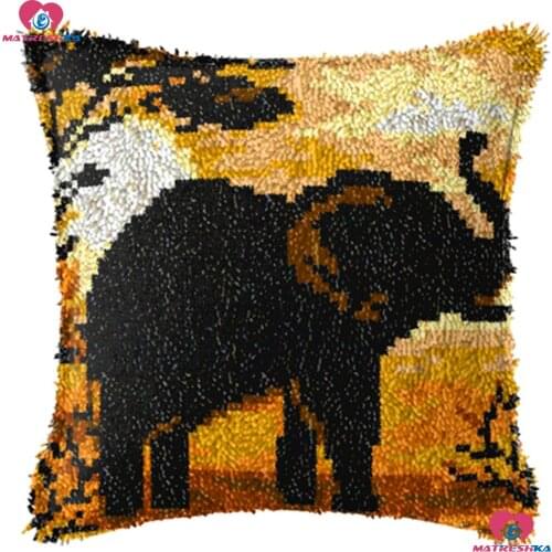 Elephant Tree Diy Latch Hook Kits Pillowcase Cushion 3d Printed canvas Cover Crochet Latch Hook kits Unfinished home decor