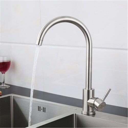 New Kitchen Faucet Brushed Bubbler Outlet Tap Single Handle Single Hole Kitchen Sink Stainless Steel Tap Hot Cold Water Mixer
