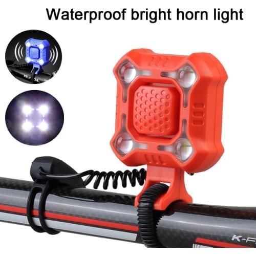 MTB Bike Lights 140dB 4 Lamp Cycling Light with Electric Horn Waterproof USB Charging Lound Alarm Security Bicycle Bell Accessor