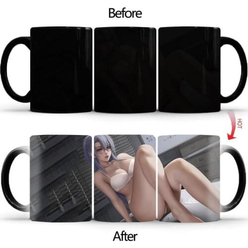 Creative Color Changing Mug Uniform temptation Heat Sensitive Cup Ceramic Drinkware For Tea Milk Coffee Mugs BSKT-078