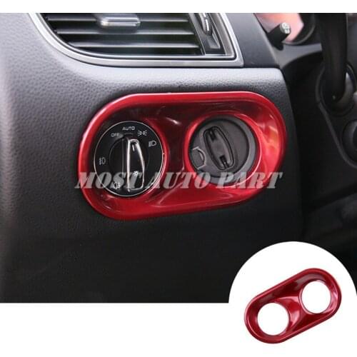 Inner Headlight Switch Button Trim Cover 1pcs For Porsche Macan 2014-2018 Red/Silver/Blue Car accesories interior Car decoration