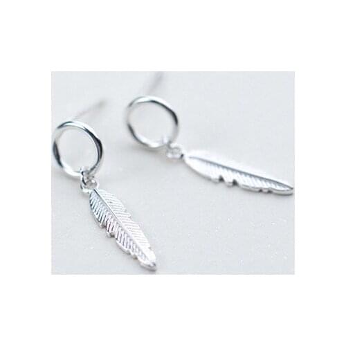 WYJZY Simple temperament leaves sterling silver ladies earrings exquisite ladies dress up jewelry fashion Christmas gift