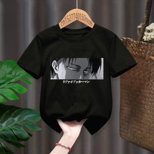 Japanese Anime Attack on Titan Print Funny Baby Girl T-shirts Kid Children Manga Gift Present Black Harajuku Clothes