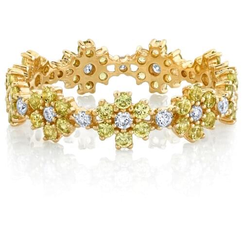 Wholesale top quality Sparking bling 5A cubic zirconia delicate daisy flower Ring for women girl charm wedding party jewelry