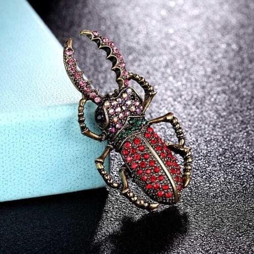 Zlxgirl insect brooches jewelry metal anti gold vintage Alloy Crystal Clothes scarf Pins Large mens Christmas Brooches