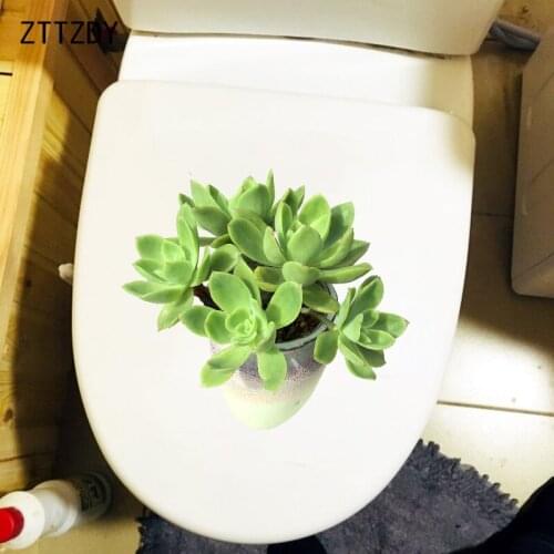 ZTTZDY 23.2×20.7CM Succulent Potted Plants Home Room Wall Stickers Bathroom Toilet Decoration T6-0158