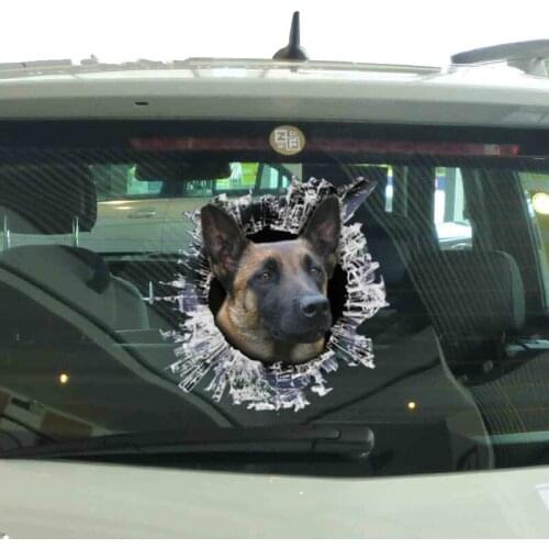 13cm*12.2cm 1 Pcs 3D Belgian Malinois Decal Glas Dogs Slag Reflective Car Stickers Window Waterproof Styling Decals