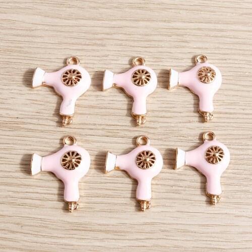 10pcs 19mm*25mm Pink Enamel Charms for Jewelry Making Hair Dryer Charms Pendants Fit Necklaces Earrings Bracelets DIY Craft Gift