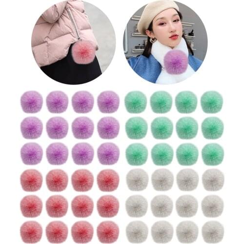 12pcs 5cm Faux Fur Pom Poms Pompoms with Elastic Loop for Knitting Hats Shoes Scarves Bags Keychains DIY Crafts Accessories