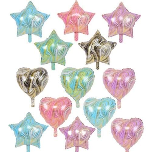 18 Inch Agate Five-pointed Star Aluminum Balloon Heart-shaped Foil Balloons Decor Baby Shower Wedding Decorations Helium Globos