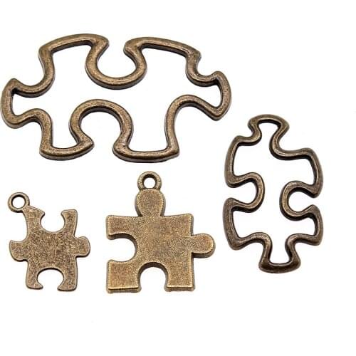 20pcs Charms Puzzle Pieces For Jewelry Making DIY Jewelry Findings Accessories Antique Bronze Plated Puzzle Pieces Charms