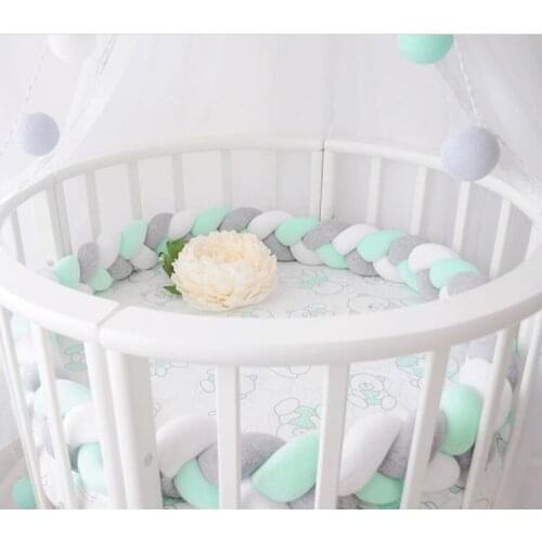 3M Length Baby Room decor baby bedding set Weaving Plush Knot baby nursery crib bumper kit de berco