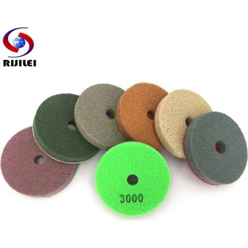 4FP6) 7 Pieces/Lot 100mm Sponge Polishing Pads for Granite and Marble 4Inch Concrete Floor Polishing Pad Foam Grinding Disc