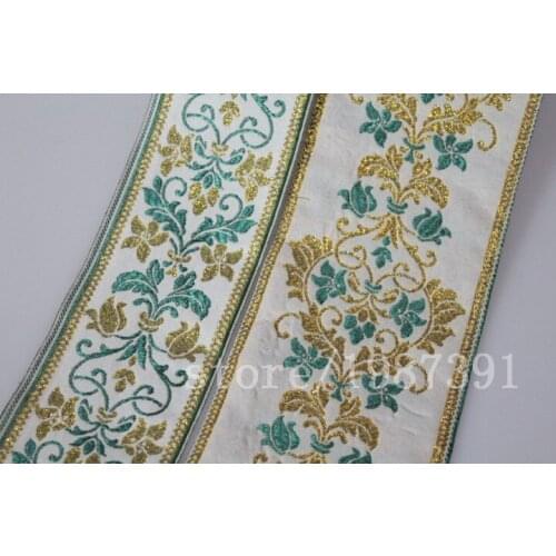 5yards/lot wide 6-9cm Woven Jacquard Ribbon flowers design for clothing accessory LS-0592