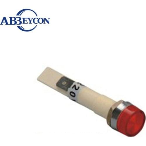 Abbeycon 220V red head Dia 10mm long white body 24v indicator pilot plastic small mini indicator lamp light