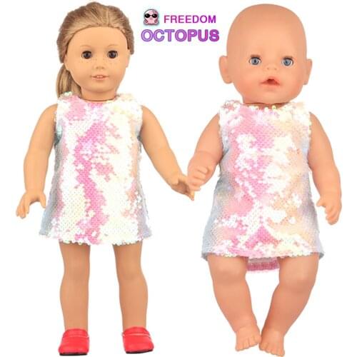 18 Inch American Doll Molti-color Sequins Dress Glittering Star Skirt Clothes Accessories Fit For 43cm New Born Reborn&OG Dolls