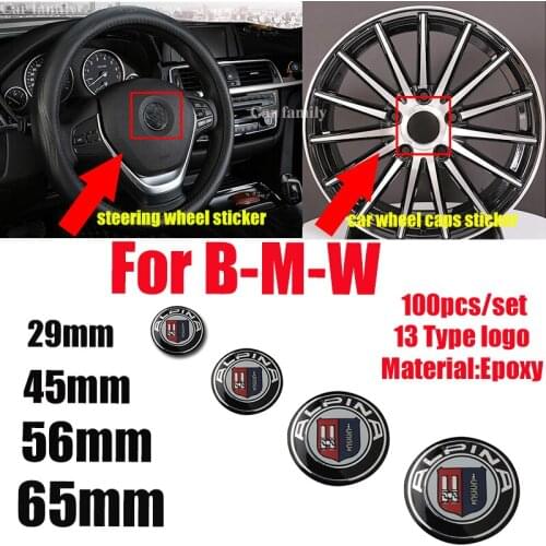 For badge 100pcs/set 65MM 56MM 45MM 29MM Car Sticker Wheel Rim Cap Logo Steering Label Epoxy/Aluminum Emblem Covers
