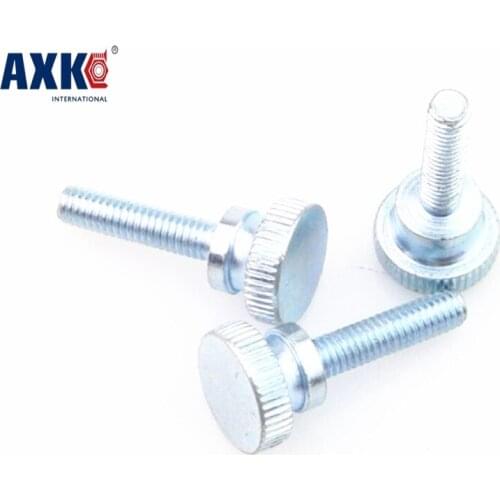 Axk 10pcs Gb834 M8 Carbon Steel Thumb Screw With Collar Round Head With Knurling Manual Adjustment Screws Bolt M8*(10/12/16~50)