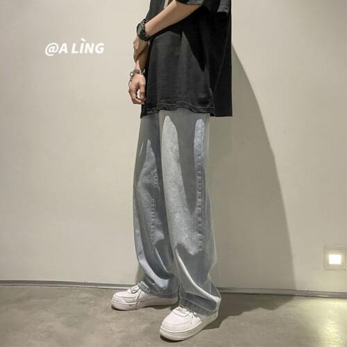 Korean Wide-leg Jeans Mens Fashion Retro Harajuku Baggy Jeans Men Streetwear Loose Hip-hop Straight-leg Denim Trousers Mens