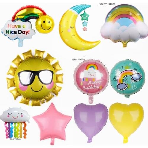 Femaily NEW smile rainbow cloud foil balloon girl 10 years old happy birthday party balloons Kindergarten kids toy decoration