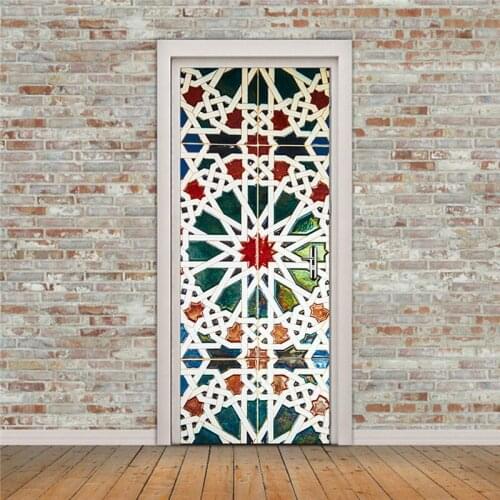 Color Kaleidoscope Glass Door Sticker Bedroom Door Renovation Creative Self-adhesive Decoration Waterproof Door Sticker 77x200