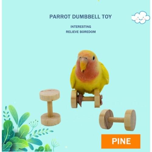 Pet Bird Parrot Toy Supplies Raw Pine Gnaw Dumbbell Weightlifting Training Relieving Boredom Puzzle Props Bird Utensils