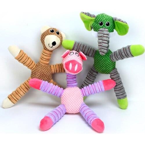 Dog Squeaky Toys Durable Stuffed Animal Chewing Toys Stuffed Monkey Deer Pig Shape Cute Pets Supplies For Small Medium Dogs