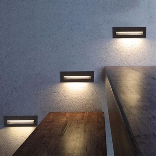 IP65 Waterproof Led Step Light Aluminum LED Footlight Embedded Staircase Corner Lamp Outdoor Recessed Wall Stair Lamp