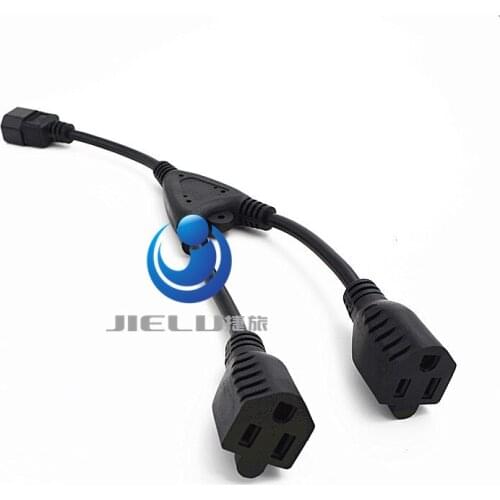 Power Adapter cable, Y-Splitter, C14 to2x 5-15R cable 1ft,10 pcs